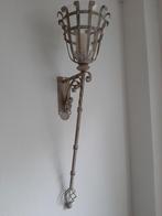 Landelijk windlicht voor aan de muur taupe kleur, Ophalen, Zo goed als nieuw, Glas