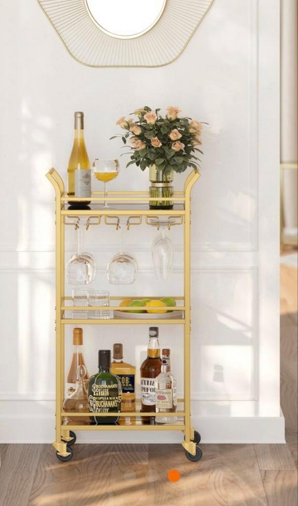 Stijlvol Serveerwagentje, Huis en Inrichting, Tafelonderdelen, Zo goed als nieuw, Tafelblad, Minder dan 50 cm, Rechthoekig, Glas