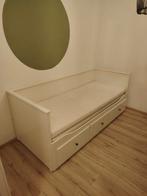 Ikea Hemnes uitschuifbaar bed met schuiven, Huis en Inrichting, Ophalen, Wit, Tweepersoons, Zo goed als nieuw