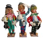 Clown pop 3 stuks 65 cm vintage van stof, Ophalen of Verzenden, Gebruikt, Pop