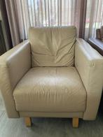 Montèl fauteuil - leer - kleur beige, Ophalen, Gebruikt, Modern, 50 tot 75 cm