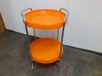 oranje trolley serveerwagen jaren 70 design retro 63 x 44 cm, Ophalen of Verzenden, Huis en Inrichting