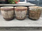 Rustieke houten plantenpot, Ophalen, Overige materialen, Rond, Tuin