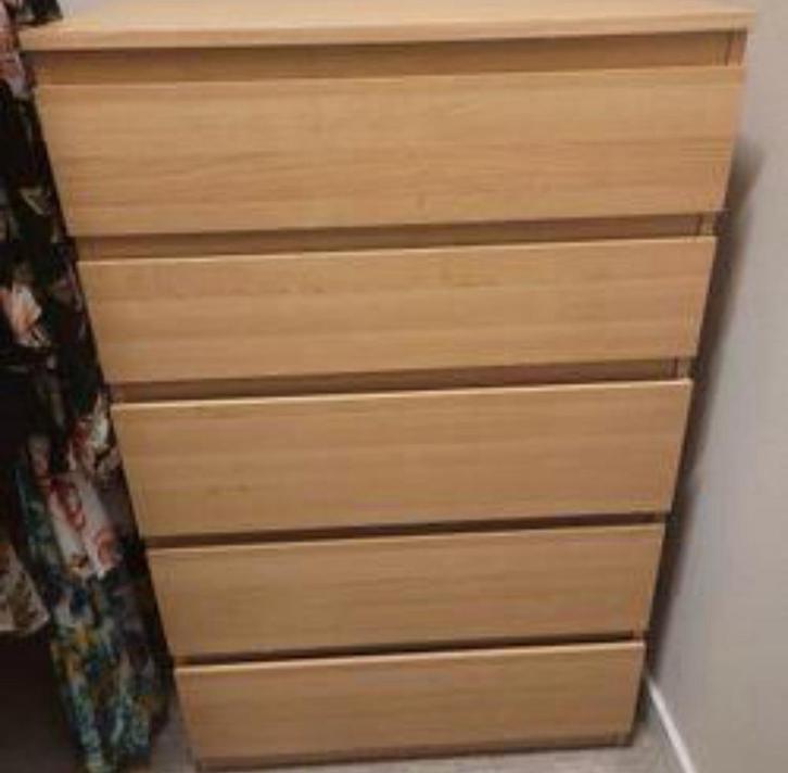 Malm ladekast - 5 laden, Huis en Inrichting, Kasten | Ladekasten, Zo goed als nieuw, Minder dan 100 cm, 50 tot 100 cm, 25 tot 50 cm