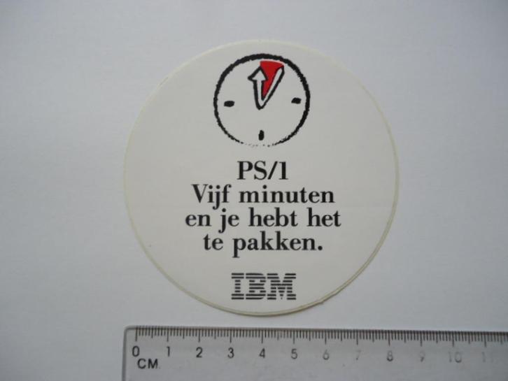 sticker oud IBM Computer pc PS/1 retro vintage, Verzamelen, Stickers, Zo goed als nieuw, Bedrijf of Vereniging, Verzenden
