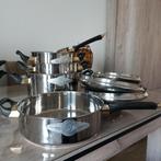5-delige pannenset (24 karaat goud), Huis en Inrichting, Keuken | Potten en Pannen, Ophalen of Verzenden, Zo goed als nieuw, Rvs