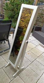 Kantelbare witte sieradenkast met passpiegel, Huis en Inrichting, Ophalen, Minder dan 50 cm, Gebruikt, 150 tot 200 cm