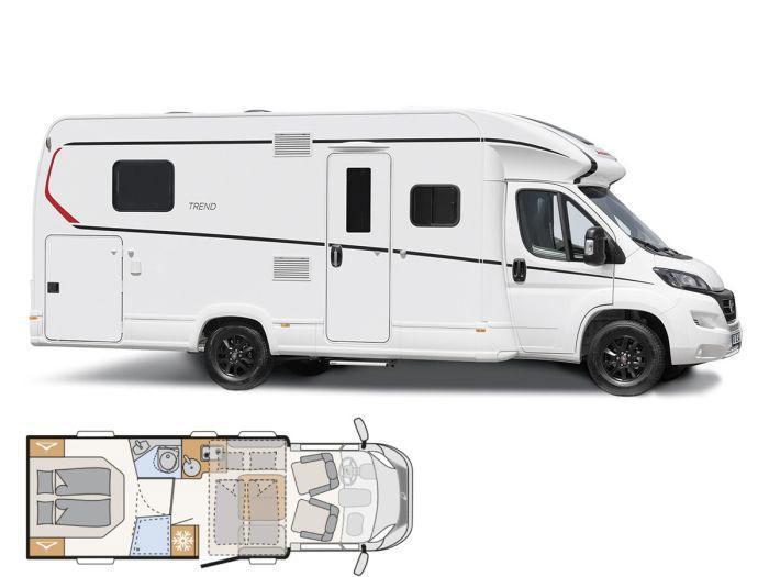 Dethleffs Trend T7057 DBL 2024 camper, Caravans en Kamperen, Campers, Bedrijf, tot en met 4, Half-integraal, Dethleffs, Fiat, Diesel