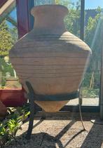 Super Grote Turkse Vaas Aardewerk Terracotta op Onderstel, Ophalen, Gebruikt
