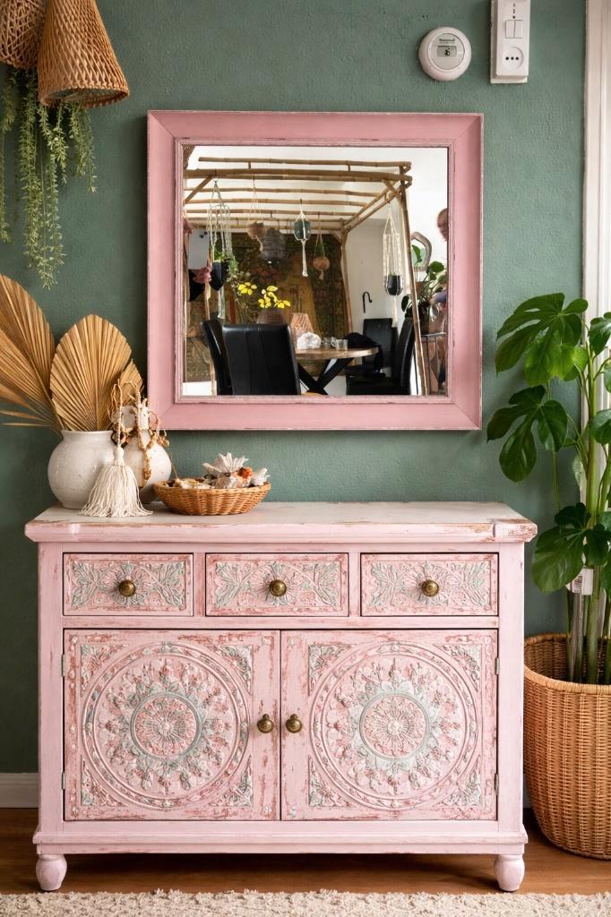 Boho Ibiza Spiegel – Zacht Roze | 60 x 60 cm, Huis en Inrichting, Woonaccessoires | Spiegels, 50 tot 75 cm, Minder dan 100 cm