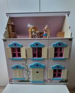 Vintage houten poppenhuis met meubeltjes en poppetjes, Verzamelen, Poppenhuizen en Toebehoren, Ophalen, Gebruikt, Poppenhuis