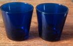 Iittala Kartio 2 cobalt blauwe glazen 8 cm hoog, Glas of Glazen, Gebruikt, Ophalen of Verzenden, Glas