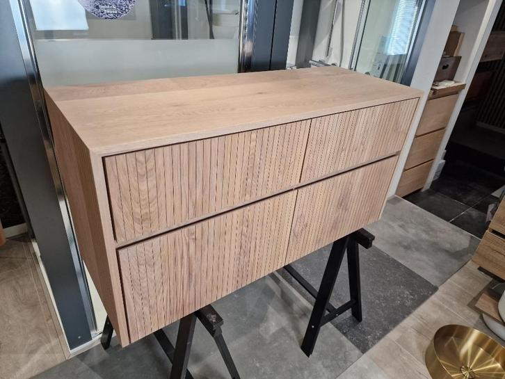 Nova 120! Massief eiken houten badmeubel streepjes ribben, Huis en Inrichting, Badkamer | Badkamermeubels, Nieuw, Wastafelkast
