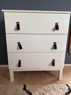 Houten grenen ladenkast wit met leren handgrepen, Ophalen, Gebruikt, 50 tot 100 cm, Minder dan 100 cm