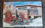 Metaal wandbord Kerstman Harley Davidson tankstation 25x39 c, Ophalen of Verzenden, Zo goed als nieuw, Reclamebord