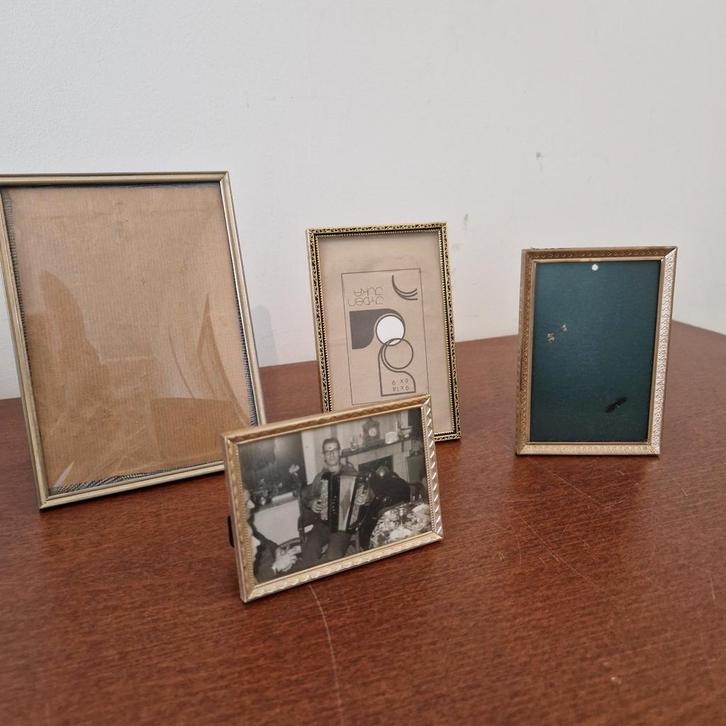 Antieke Messing Fotolijstjes - Set van 4, Antiek en Kunst, Antiek | Woonaccessoires, Ophalen of Verzenden