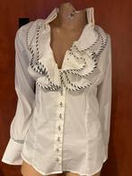 Cavallaro blouse met roesjes maat m zgan, Maat 38/40 (M), B, Wit, Ophalen of Verzenden