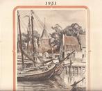 Elburg Gezicht op de Vischpoort uit de haven litho 1951 Rood, Antiek en Kunst, Kunst | Etsen en Gravures, Ophalen of Verzenden