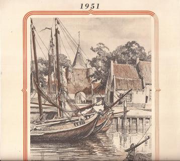Elburg Gezicht op de Vischpoort uit de haven litho 1951 Rood beschikbaar voor biedingen
