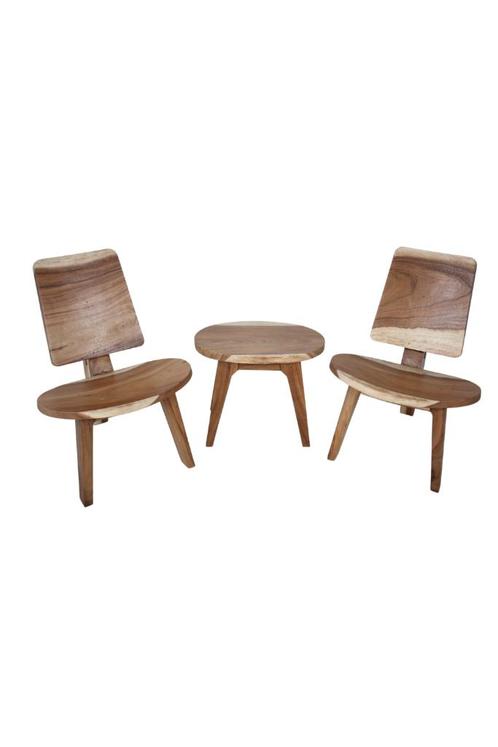 loungeset: 2 stoelen en tafeltje, Tuin en Terras, Tuinsets en Loungesets, Nieuw, Loungeset, Hout, 2 zitplaatsen, Bijzettafel, Stoel