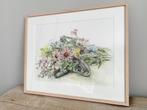 Aquarel schilderij veldbloemen Coraline Bäcker *HIT*, Ophalen, Zo goed als nieuw, 50 tot 75 cm, Schilderij