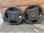 2 x 10 kg rubberen  halter schijven voor kes mills bodypump, Sport en Fitness, Halterschijven, Gebruikt, Bodypump schijven, Rubberen
