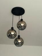 Moderne design hanglamp – 3 glazen bollen – Zwart/Smoke, Ophalen, Zo goed als nieuw, Glas, Minder dan 50 cm