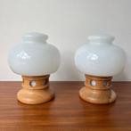 Jaren 70 Scandinavisch design grenen en glas lamp, Scandinavisch design, Gebruikt, Holmegaard, Hans Agne Jacobsson