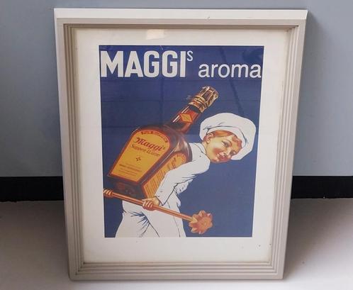 Nostalgische reclame prent van Maggi Aroma ingelijst, Verzamelen, Merken en Reclamevoorwerpen, Gebruikt, Reclamebord, Ophalen of Verzenden
