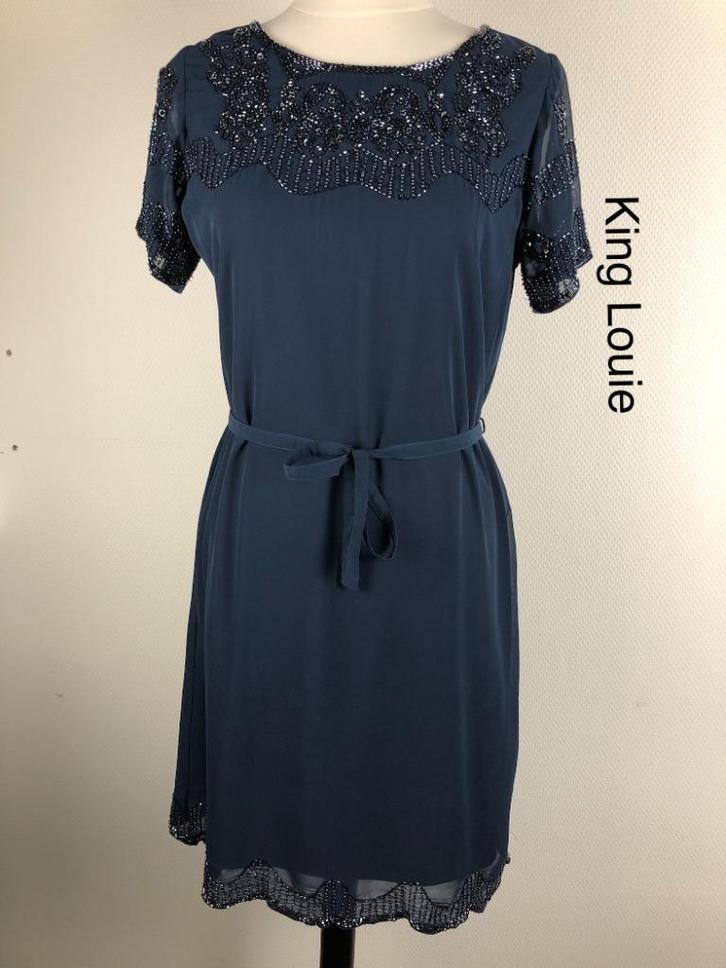 King Louie Jurk  (mt: 36) 19,1/8819, Kleding | Dames, Jurken, Zo goed als nieuw, Maat 36 (S), Blauw, Boven de knie, Ophalen of Verzenden