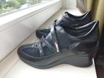 Dames sneakers GEOX m. 39, LEER, 2 x gedragen, Geox, Verzenden, Zwart, Sneakers of Gympen