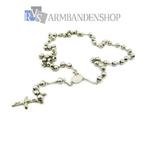 rvs rozenkrans ketting rosary kruis kruishanger jezus, Sieraden, Tassen en Uiterlijk, Kettingen, Verzenden, Nieuw, Zilver, Overige materialen