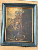 Twee oude religieuze schilderijen met monniken, Ophalen of Verzenden