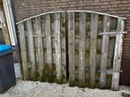 Dubbele houten poort, Tuin en Terras, Gebruikt, Hout, 1 tot 2 meter, Ophalen