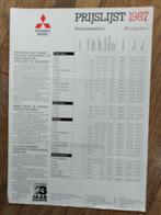 Mitsubishi colt, lancer, galant, sapporo prijslijst 1987, Mitsubishi, Ophalen of Verzenden, Mitsubishi, Zo goed als nieuw