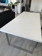 Hoogglans witte Eettafel, Huis en Inrichting, Tafels | Eettafels, 50 tot 100 cm, Metaal, 150 tot 200 cm, Rechthoekig