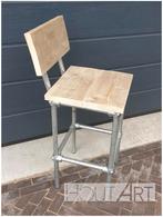 Kruk / Barkruk RUGLEUNING steigerbuis met steigerhout, 5 krukken of meer, Met voetsteun, Nieuw, Ophalen of Verzenden