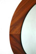 Vintage teak spiegel palissander hout Deens design hout, Gebruikt, Rond, Ophalen of Verzenden, Minder dan 100 cm