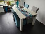 Hoogglans eettafel wit, Huis en Inrichting, Complete eetkamers, Ophalen, Gebruikt, 4 tot 6 stoelen