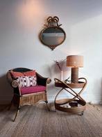 Mid Century vintage rotan bamboe trolley barcart, Ophalen, Vintage, Rond, Zo goed als nieuw