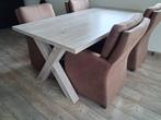 Eettafel met 4 stoelen en Twee 3 zits banken Western leder, Ophalen