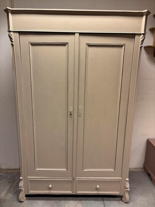 Brocante kledingkast, Huis en Inrichting, Kasten | Kledingkasten, 150 tot 200 cm, 100 tot 150 cm, 50 tot 75 cm, Met lade(s), Met deur(en)
