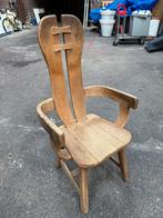 Brutalisme eiken stoel De Puydt, Huis en Inrichting, Ophalen, Info@vintagehaarlem.nl, 75 tot 100 cm, Vintage Haarlem