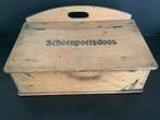 Vintage oude houten schoenpoetsdoos schoenpoets kist hout, Ophalen of Verzenden