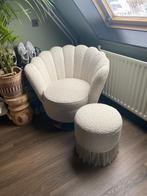 Bold Monkey Fauteuil Wit/Goud + Krukje Teddy, Ophalen, Zo goed als nieuw, Stof, 75 tot 100 cm