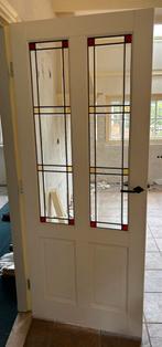 Landelijke binnendeuren glas in lood mdf hout 2.00 m x 82 cm, Doe-het-zelf en Verbouw, Gebruikt, 80 tot 100 cm, Binnendeur, Ophalen of Verzenden