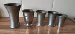 5x tinnen bekers, Antiek en Kunst, Antiek | Tin, Ophalen of Verzenden