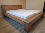 Massief Eiken Tweepersoons bed met matrassen, Ophalen, Wit, Tweepersoons, 200 cm