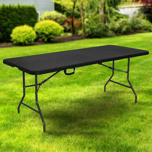 Klaptafel -180 x 75 x 74 cm - in Rotan-Look - Campingtafel., Caravans en Kamperen, Kampeermeubelen, Nieuw, Campingtafel, Ophalen of Verzenden