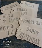 Bruine kado labels diverse maten per 10 st.*Pronck & Praal*, Ophalen of Verzenden, Nieuw